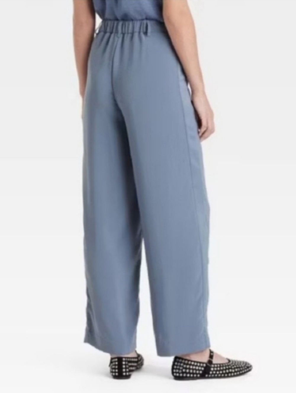 NWT A New Day Blue-Grey Wide Leg Satin Tuxedo Stripe High Rise Pants Size 8 - Picture 2 of 11